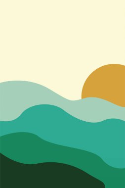 Soyut Manzara Yazdırılabilir Duvar Sanatı. Dağlar Ağaç Basılabilir Duvar Dekoru. Boho Peyzaj Posteri