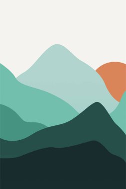 Soyut Manzara Yazdırılabilir Duvar Sanatı. Dağlar Ağaç Basılabilir Duvar Dekoru. Boho Peyzaj Posteri