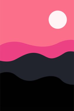 Soyut Manzara Yazdırılabilir Duvar Sanatı. Dağlar Ağaç Basılabilir Duvar Dekoru. Boho Peyzaj Posteri