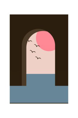 Basit Minimalist Duvar Sanatı Dekorasyonu. Mimari İllüstrasyon Arkaplanı. Mimari İnşaat Duvar Sanatı Posteri