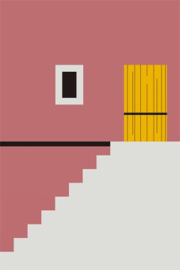 Basit Minimalist Duvar Sanatı Dekorasyonu. Mimari İllüstrasyon Arkaplanı. Mimari İnşaat Duvar Sanatı Posteri