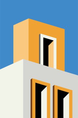 Basit Minimalist Duvar Sanatı Dekorasyonu. Mimari İllüstrasyon Arkaplanı. Mimari İnşaat Duvar Sanatı Posteri