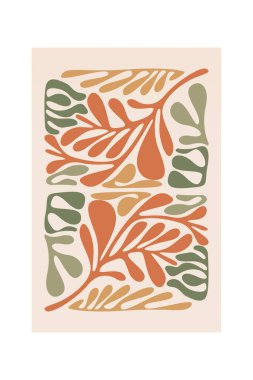 Soyut botanik duvar dekorasyonu. Boho çiçek duvarı dekoru basılabilir poster. Çiçek duvarı ev dekorasyonu posteri