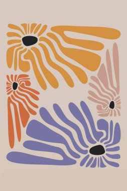 Soyut botanik duvar dekorasyonu. Boho çiçek duvarı dekoru basılabilir poster. Çiçek duvarı ev dekorasyonu posteri