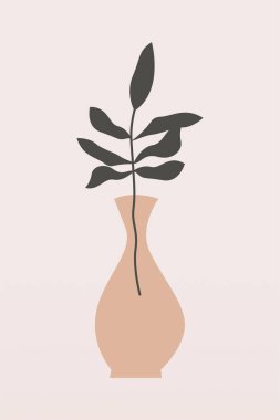 Soyut Pottery Wall Print. Minimalist bitki sanatı. Tropik Sanat El Yaprağı Vazosu Sanat Baskısı. Bohem Ot Duvarı Sanatı