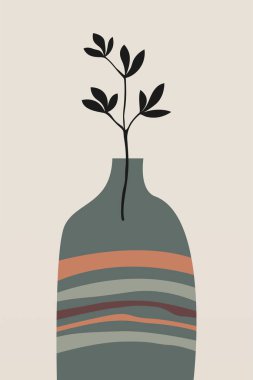 Soyut Pottery Wall Print. Minimalist bitki sanatı. Tropik Sanat El Yaprağı Vazosu Sanat Baskısı. Bohem Ot Duvarı Sanatı