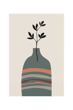 Soyut Pottery Wall Print. Minimalist bitki sanatı. Tropik Sanat El Yaprağı Vazosu Sanat Baskısı. Bohem Ot Duvarı Sanatı