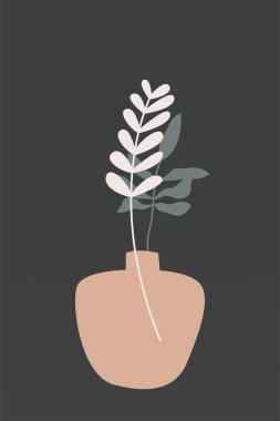 Soyut Pottery Wall Print. Minimalist bitki sanatı. Tropik Sanat El Yaprağı Vazosu Sanat Baskısı. Bohem Ot Duvarı Sanatı