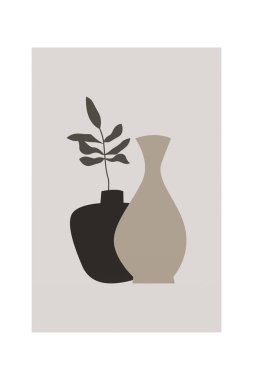 Soyut Pottery Wall Print. Minimalist bitki sanatı. Tropik Sanat El Yaprağı Vazosu Sanat Baskısı. Bohem Ot Duvarı Sanatı