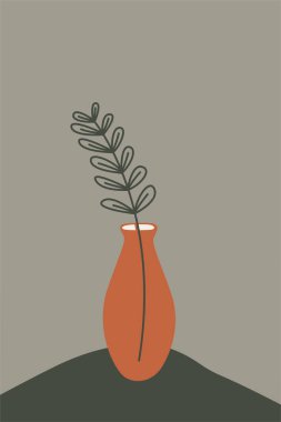 Soyut Pottery Wall Print. Minimalist bitki sanatı. Tropik Sanat El Yaprağı Vazosu Sanat Baskısı. Bohem Ot Duvarı Sanatı