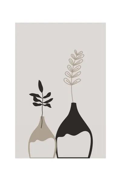 Stampa Astratta Della Parete Della Ceramica Minimalista Arte Vegetale Vaso — Foto Stock