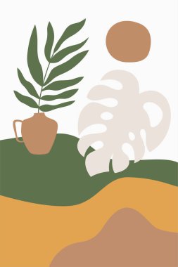 Canavar yaprağı duvar süsleme posteri. Botanik canavarı duvar dekoru. Yazdırılabilir canavar yaprağı doğa duvarı sanatı