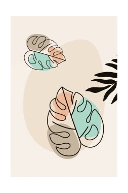 Canavar yaprağı duvar süsleme posteri. Botanik canavarı duvar dekoru. Yazdırılabilir canavar yaprağı doğa duvarı sanatı