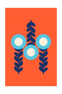 Modern İskandinav Baskısı, Halk Sanatı Çiçekleri, Norveç İsveç İskandinav İskandinav İskandinavyası, Basılabilir Duvar Sanatı