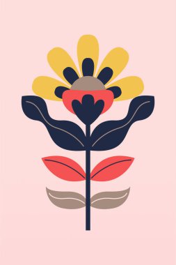 Modern İskandinav Baskısı, Halk Sanatı Çiçekleri, Norveç İsveç İskandinav İskandinav İskandinavyası, Basılabilir Duvar Sanatı