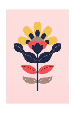 Modern İskandinav Baskısı, Halk Sanatı Çiçekleri, Norveç İsveç İskandinav İskandinav İskandinavyası, Basılabilir Duvar Sanatı