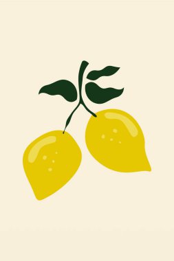 Limon Meyveli İskandinav Duvar Sanat Dekorasyonu. Basılabilir Limon Duvar Dekoru. Soyut Botanik Limon Duvar Dekoru Posteri