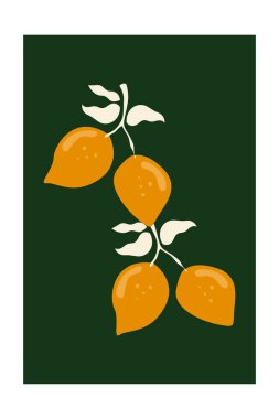 Limon Meyveli İskandinav Duvar Sanat Dekorasyonu. Basılabilir Limon Duvar Dekoru. Soyut Botanik Limon Duvar Dekoru Posteri