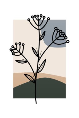 Soyut botanik duvar dekorasyonu. Boho çiçek duvarı dekoru basılabilir poster. Çiçek duvarı ev dekorasyonu posteri