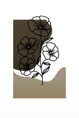 Soyut botanik duvar dekorasyonu. Boho çiçek duvarı dekoru basılabilir poster. Çiçek duvarı ev dekorasyonu posteri