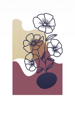 Soyut botanik duvar dekorasyonu. Boho çiçek duvarı dekoru basılabilir poster. Çiçek duvarı ev dekorasyonu posteri