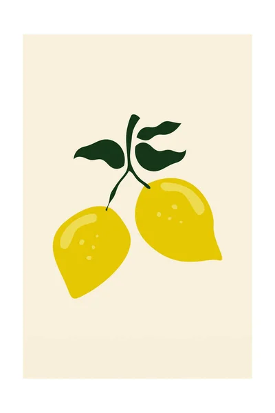 Decoración Escandinava Pared Fruta Del Limón Decoración Pared Limón Imprimible — Foto de Stock