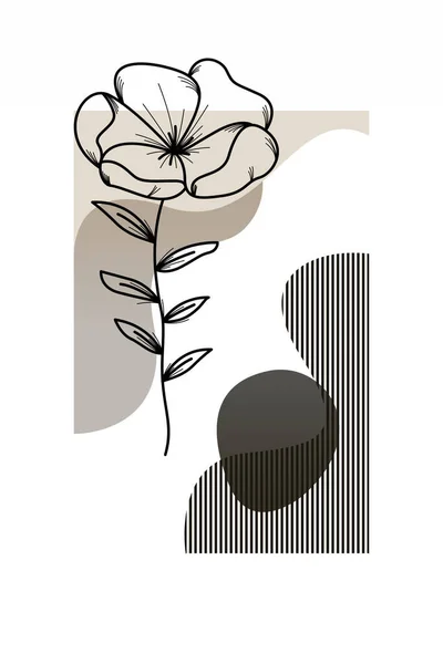 Abstract botani wall art decoration. Boho flower wall decor printable poster. Flower wall art home decoration poster