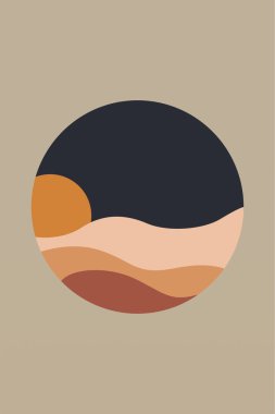 Doğa Çizimi Posteri. Minimalist Boho Duvar Dekoru. Yazdırılabilir Ufuk Çizimi Duvar Sanatı Posteri.