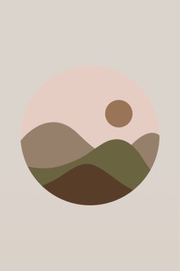 Doğa Çizimi Posteri. Minimalist Boho Duvar Dekoru. Yazdırılabilir Ufuk Çizimi Duvar Sanatı Posteri.