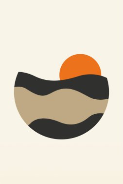 Doğa Çizimi Posteri. Minimalist Boho Duvar Dekoru. Yazdırılabilir Ufuk Çizimi Duvar Sanatı Posteri.