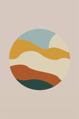 Doğa Çizimi Posteri. Minimalist Boho Duvar Dekoru. Yazdırılabilir Ufuk Çizimi Duvar Sanatı Posteri.