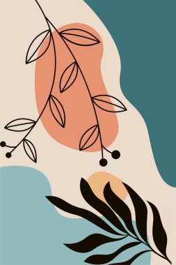 Boho Botanik Yaprakları Duvar Sanatı. Botanik Boho Shapes Duvar Dekoru. Yazdırılabilir Boho Ev Dekoru