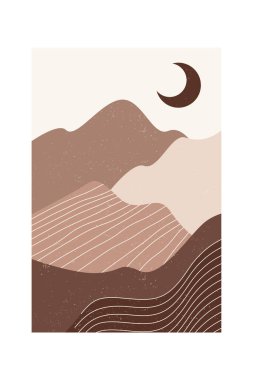 Soyut Minimalist Boho Dağı Sanat Yazıcı Posteri. Soyut Manzara Yazdırılabilir PosteriName