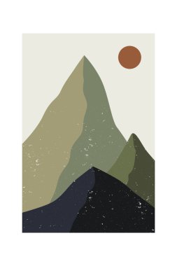 Soyut Minimalist Boho Dağı Sanat Yazıcı Posteri. Soyut Manzara Yazdırılabilir PosteriName