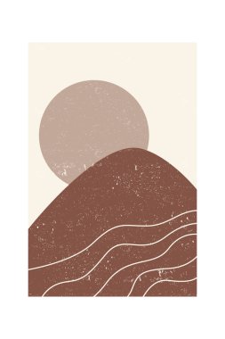 Soyut Minimalist Boho Dağı Sanat Yazıcı Posteri. Soyut Manzara Yazdırılabilir PosteriName
