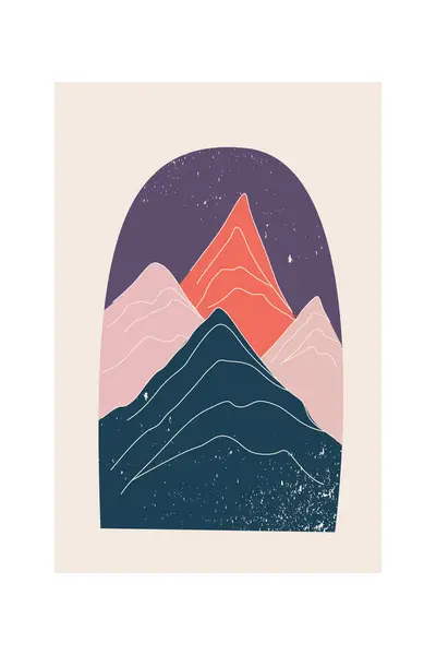 Abstract Minimalist Boho Mountain Art Print Poster. Abstract Landscape Printable Poster