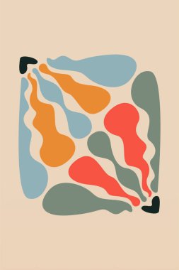 Renkli soyut botanik duvar dekorasyonu. Soyut botanik duvar dekoru