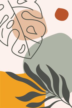 Boho Botanik Yaprakları Duvar Sanatı. Botanik Boho Shapes Duvar Dekoru. Yazdırılabilir Boho Ev Dekoru