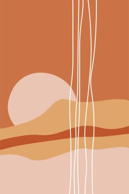 Soyut manzara İskandinav duvar dekoru. Yazdırılabilir manzara duvar resimleri posteri. Boho duvar resmi baskısı