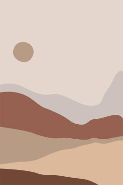 Soyut manzara İskandinav duvar dekoru. Yazdırılabilir manzara duvar resimleri posteri. Boho duvar resmi baskısı