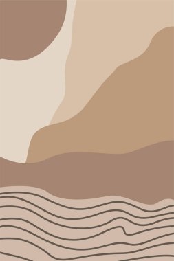 Soyut manzara İskandinav duvar dekoru. Yazdırılabilir manzara duvar resimleri posteri. Boho duvar resmi baskısı