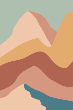 Soyut manzara İskandinav duvar dekoru. Yazdırılabilir manzara duvar resimleri posteri. Boho duvar resmi baskısı