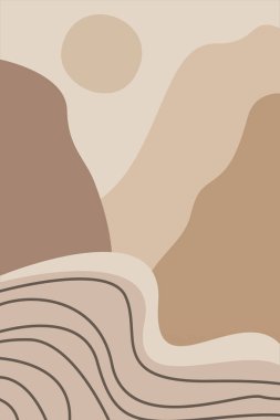 Soyut manzara İskandinav duvar dekoru. Yazdırılabilir manzara duvar resimleri posteri. Boho duvar resmi baskısı