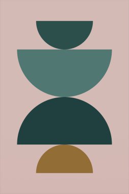 Orta Çağ Modern Duvar Sanatı. Geometrik Şekiller Duvar Dekorasyonu. Yazdırılabilir Dijital Sanat