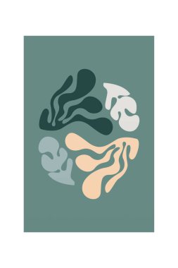 Renkli soyut botanik duvar dekorasyonu. Soyut botanik duvar dekoru