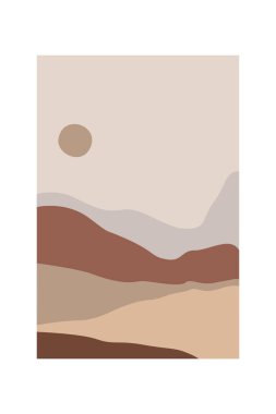 Soyut manzara İskandinav duvar dekoru. Yazdırılabilir manzara duvar resimleri posteri. Boho duvar resmi baskısı