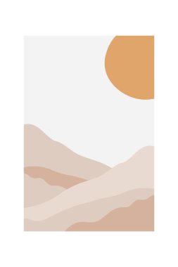 Soyut manzara İskandinav duvar dekoru. Yazdırılabilir manzara duvar resimleri posteri. Boho duvar resmi baskısı