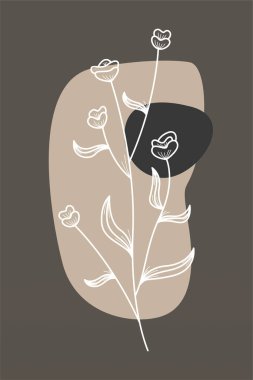 Basılabilir duvar dekoru, yaprak boho poster sanatı. Yaprak boho orta yüzyıl duvar sanat dekorasyonu