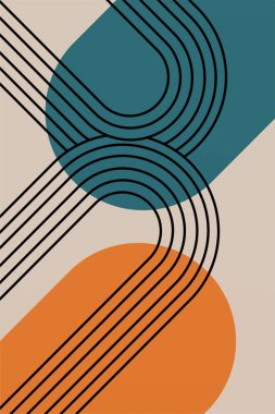 Soyut Poster, Orta Çağ Modern, Renkli Yazdırma, Geometrik Resim Yazdırma, Geometrik Şekiller, Çağdaş Yazdırma, Soyut Duvar Sanatı