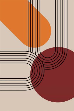 Soyut Poster, Orta Çağ Modern, Renkli Yazdırma, Geometrik Resim Yazdırma, Geometrik Şekiller, Çağdaş Yazdırma, Soyut Duvar Sanatı